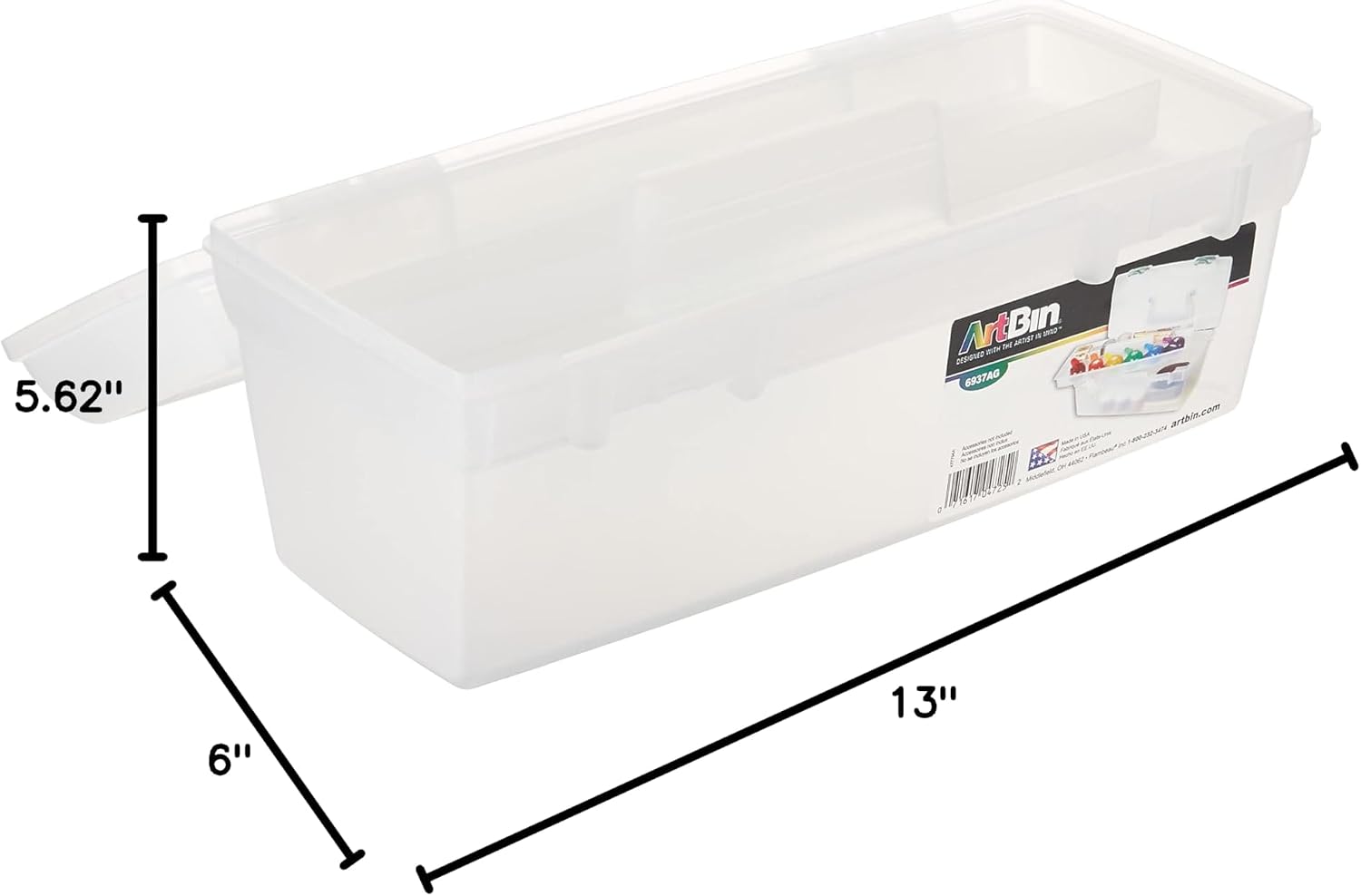 ArtBin 6937AG Essentials Lift-Out Tray Box, Portable Art & Craft Organizer with Handle and Tray, Clear/Aqua