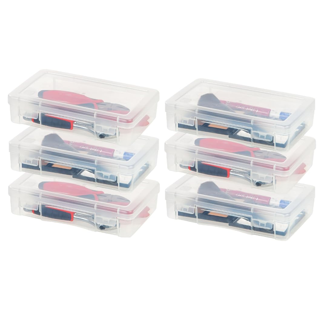 IRIS USA Clear Cases |Made in USA| Plastic Box Organizers (10-Pack)- Small | Bead Storage Organizing Containers with Snap Lid for Arts, Crafts, Ephemera, Stickers, & Dance Cheer