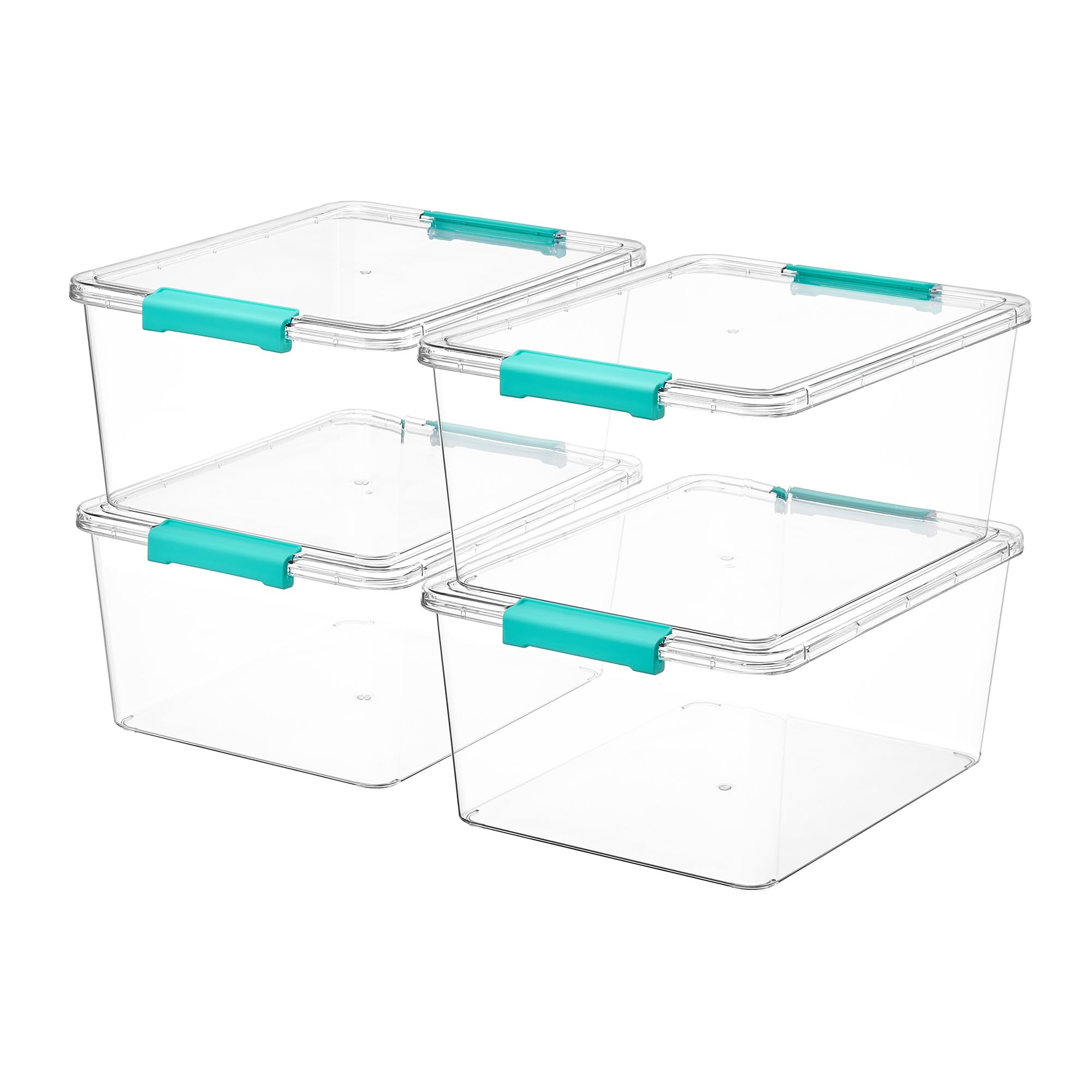 Vtopmart 4 Pack 6 Qt Plastic Storage Bins with Lids, Clear Sensory Bins | Stackable Containers for Organizing School & Office Supplies, Arts & Crafts Organizers and Storage for Home, Craft Room