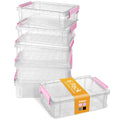 Sooez 6 Pack Extra Large Pencil Box, Plastic Pencil Case Crayon Box | Clear Marker Organizer Plastic Containers with Lid, Stackable Storage Boxes for Art Craft,Back to School Supplies, Grey