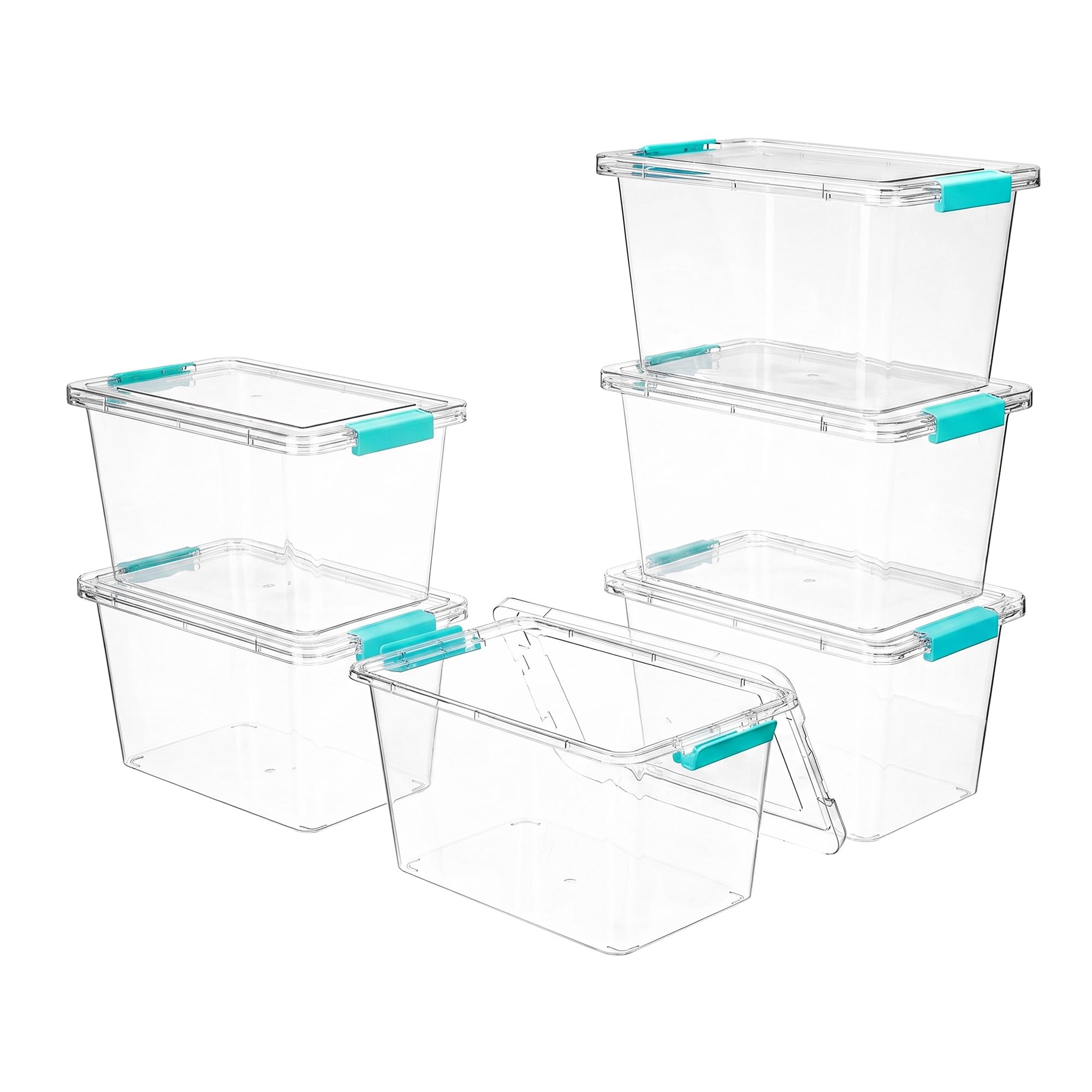 Vtopmart 4 Pack 6 Qt Plastic Storage Bins with Lids, Clear Sensory Bins | Stackable Containers for Organizing School & Office Supplies, Arts & Crafts Organizers and Storage for Home, Craft Room