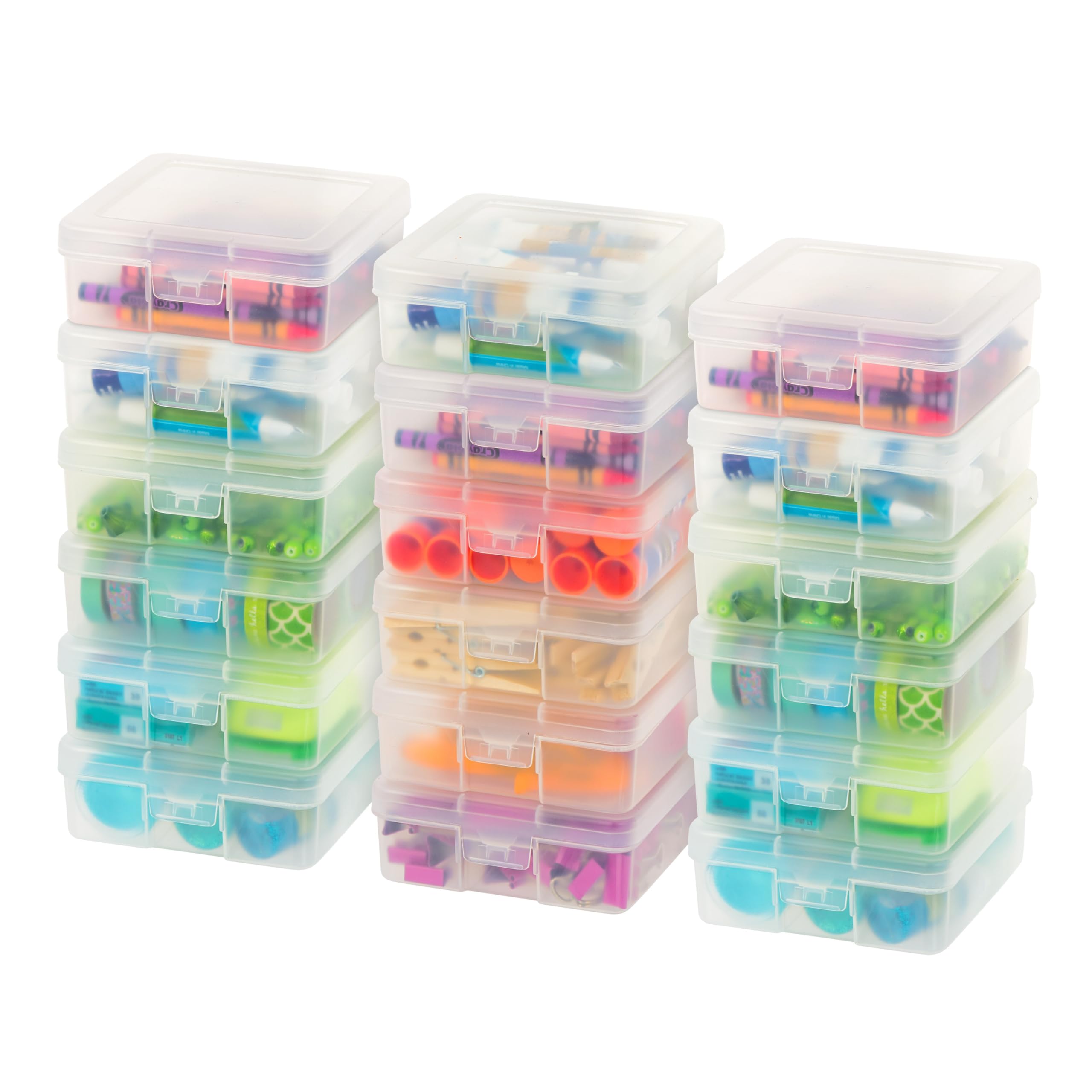 IRIS USA Clear Cases |Made in USA| Plastic Box Organizers (10-Pack)- Small | Bead Storage Organizing Containers with Snap Lid for Arts, Crafts, Ephemera, Stickers, & Dance Cheer