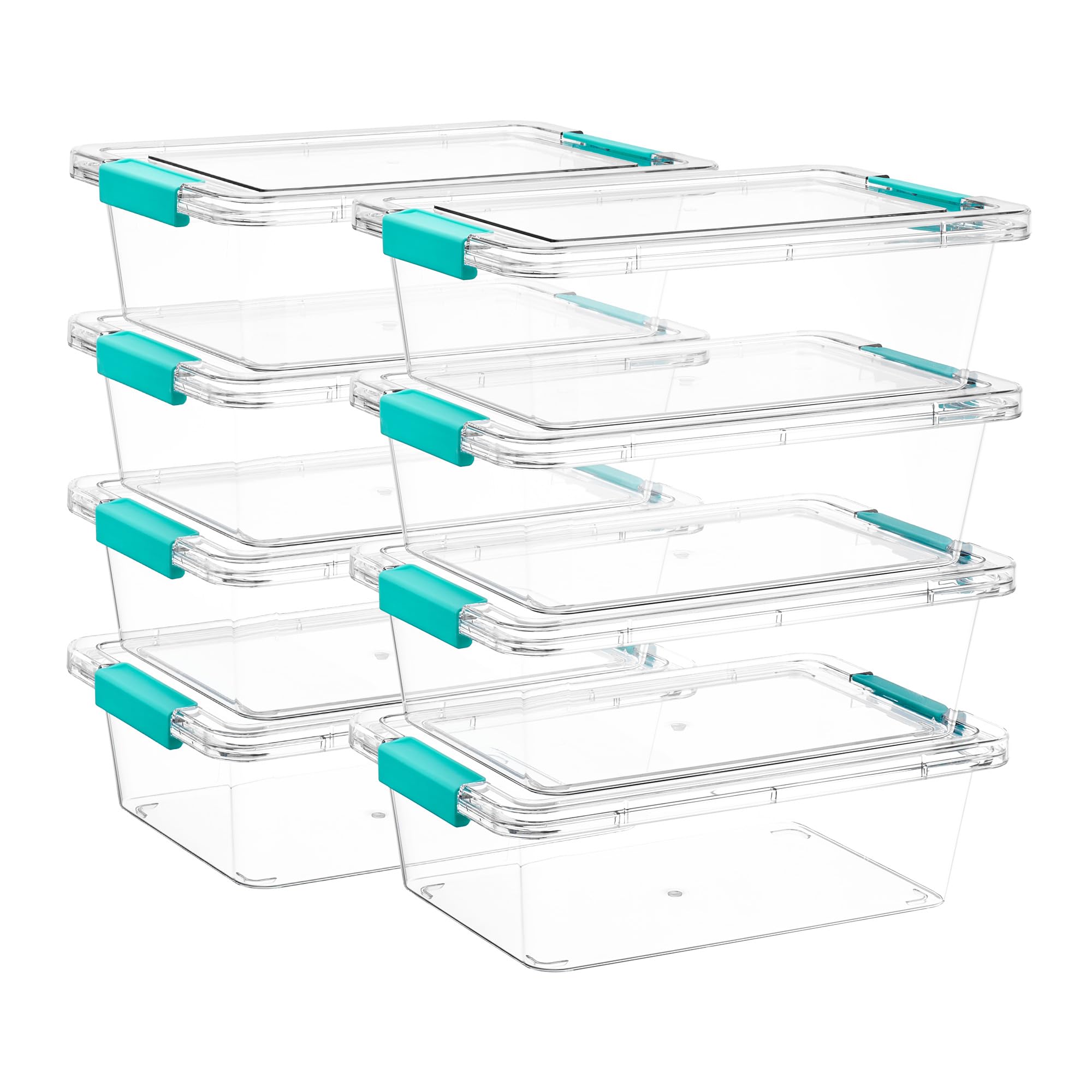Vtopmart 4 Pack 6 Qt Plastic Storage Bins with Lids, Clear Sensory Bins | Stackable Containers for Organizing School & Office Supplies, Arts & Crafts Organizers and Storage for Home, Craft Room