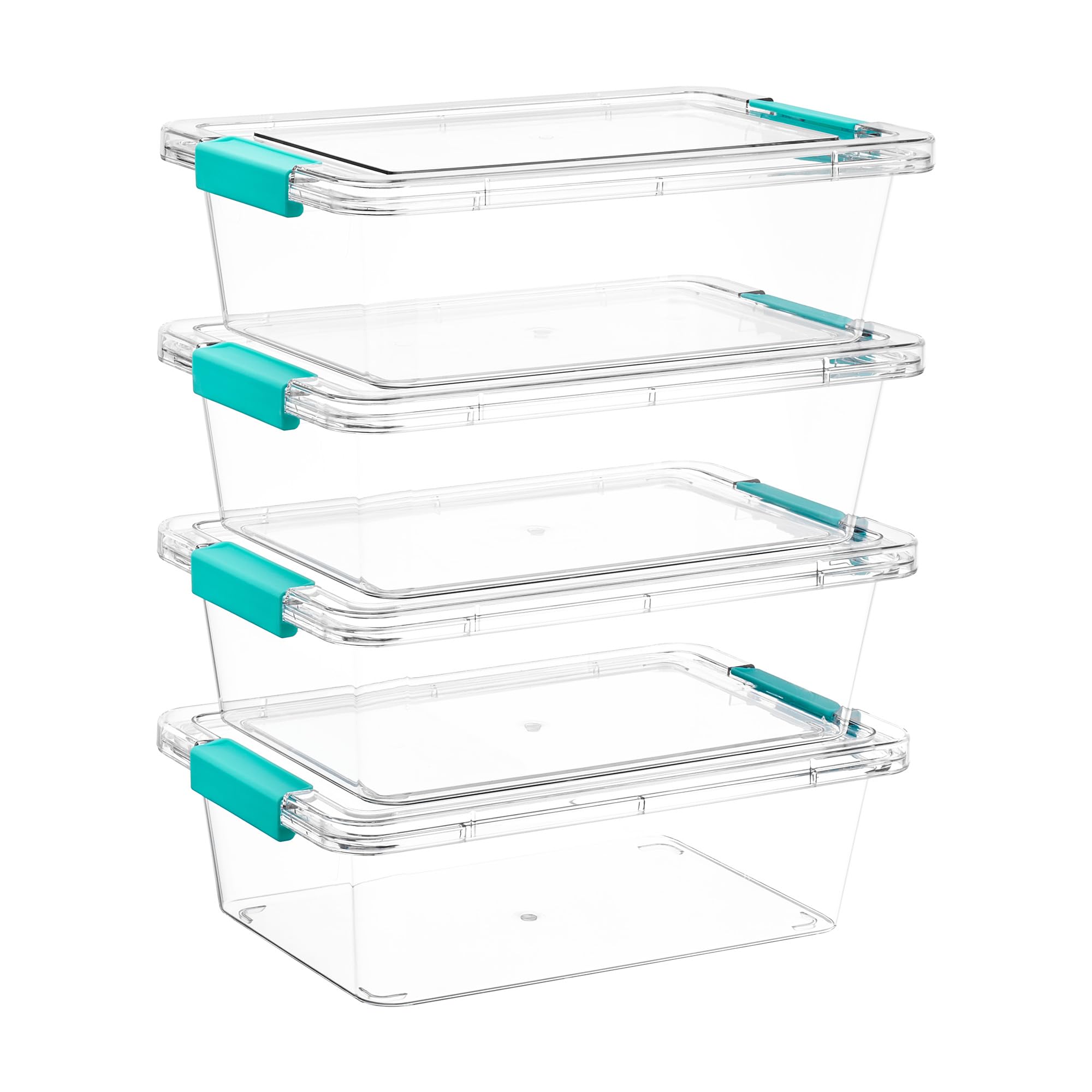 Vtopmart 4 Pack 6 Qt Plastic Storage Bins with Lids, Clear Sensory Bins | Stackable Containers for Organizing School & Office Supplies, Arts & Crafts Organizers and Storage for Home, Craft Room