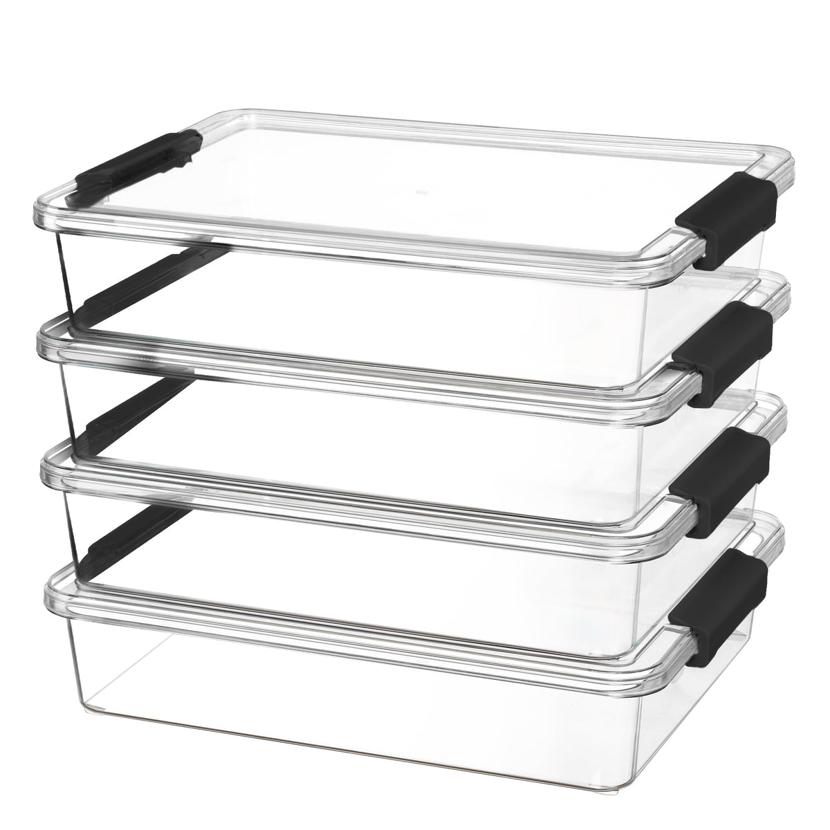 Vtopmart 4 Pack 6 Qt Plastic Storage Bins with Lids, Clear Sensory Bins | Stackable Containers for Organizing School & Office Supplies, Arts & Crafts Organizers and Storage for Home, Craft Room