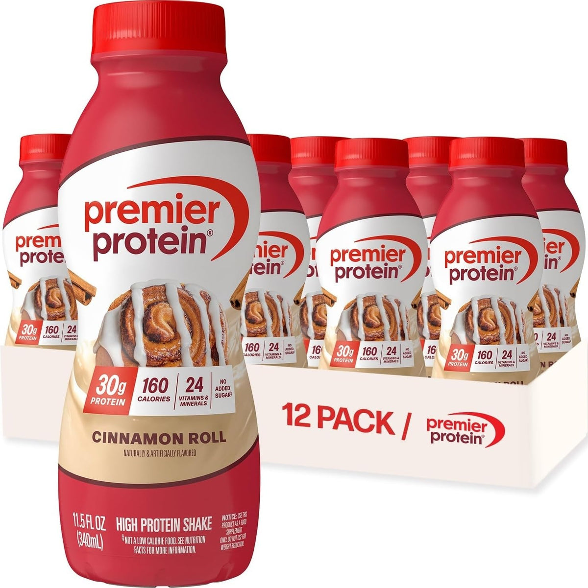Premier Protein 30g High Protein Shake, Chocolate, 12 Pack Bottles, Vegetarian