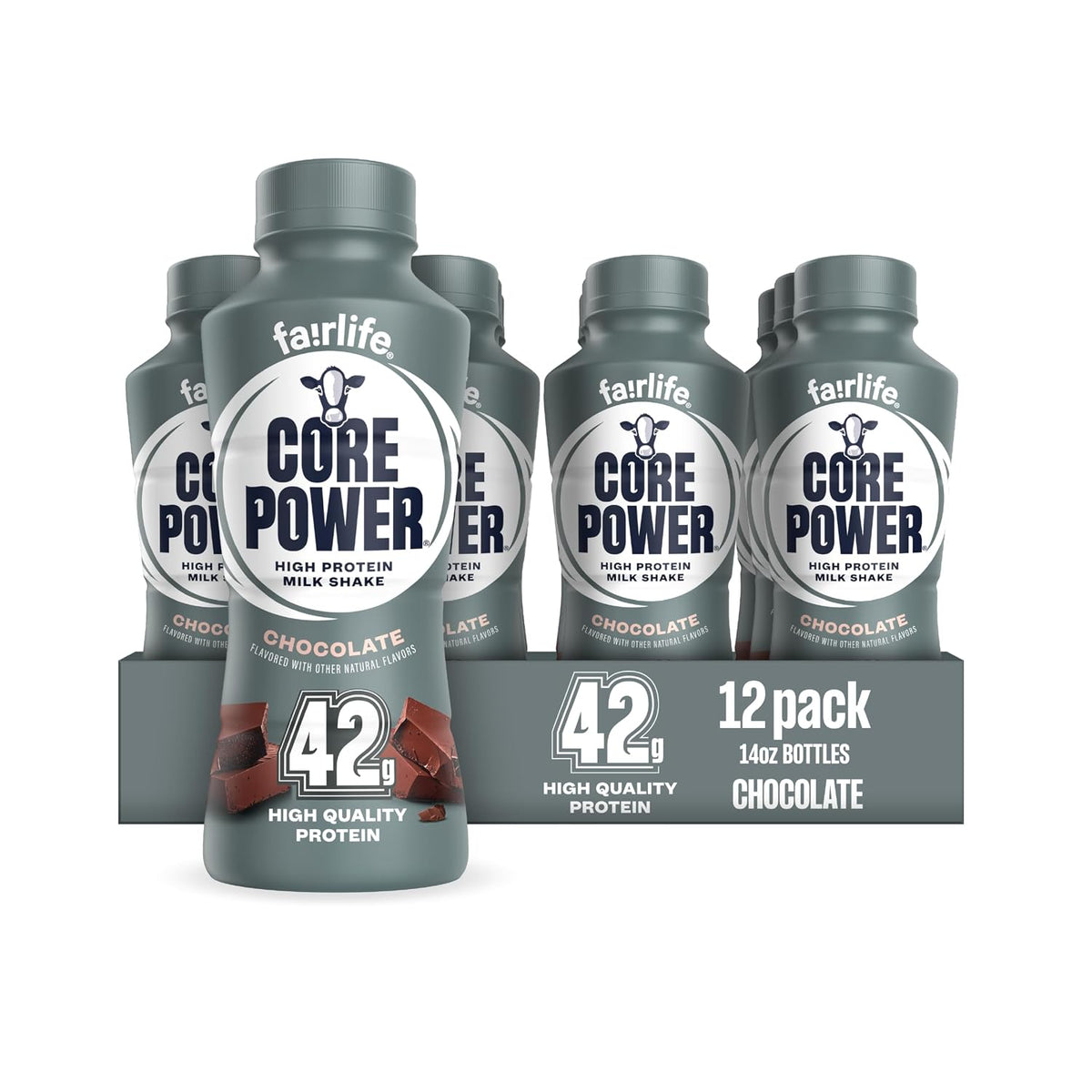 Core Power Fairlife Elite 42g High Protein Milk Shakes For kosher diet, Ready to Drink for Workout Recovery, Chocolate, 14 Fl Oz (Pack of 12), Liquid, Bottle