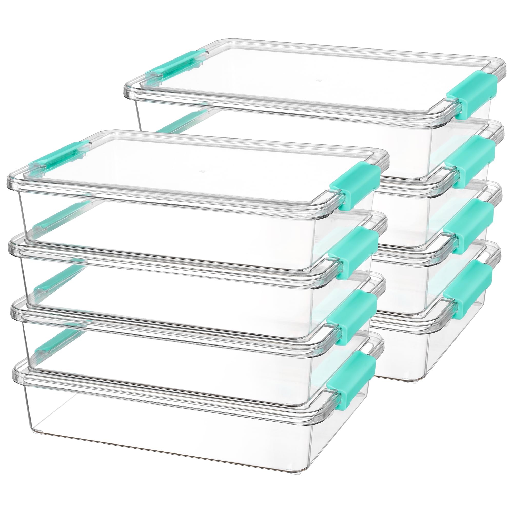 Vtopmart 4 Pack 6 Qt Plastic Storage Bins with Lids, Clear Sensory Bins | Stackable Containers for Organizing School & Office Supplies, Arts & Crafts Organizers and Storage for Home, Craft Room