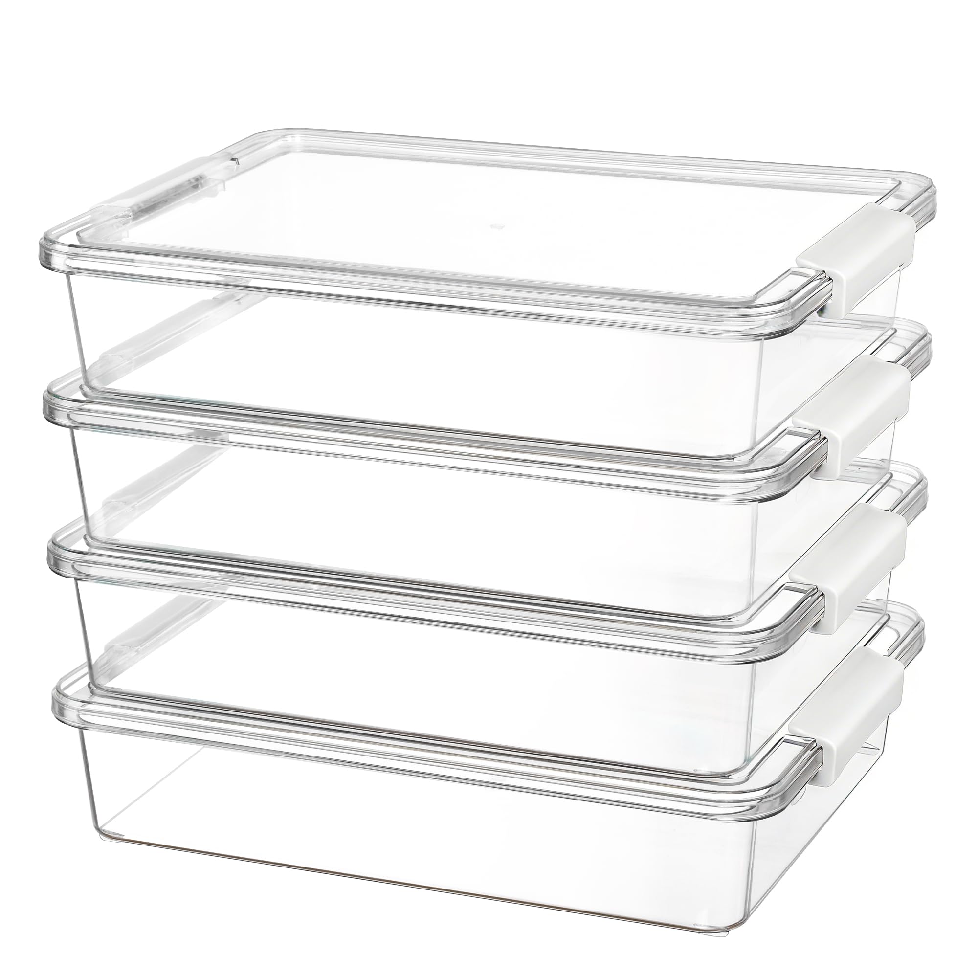 Vtopmart 4 Pack 6 Qt Plastic Storage Bins with Lids, Clear Sensory Bins | Stackable Containers for Organizing School & Office Supplies, Arts & Crafts Organizers and Storage for Home, Craft Room