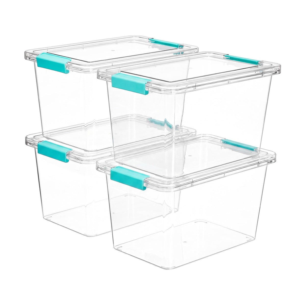 Vtopmart 4 Pack 6 Qt Plastic Storage Bins with Lids, Clear Sensory Bins | Stackable Containers for Organizing School & Office Supplies, Arts & Crafts Organizers and Storage for Home, Craft Room