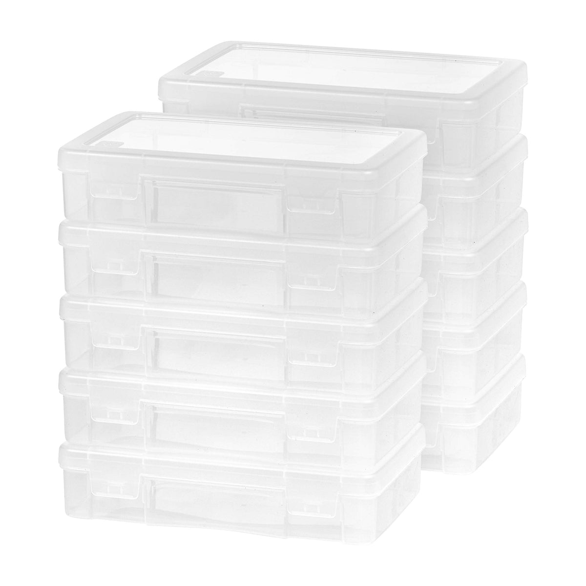 IRIS USA Clear Cases |Made in USA| Plastic Box Organizers (10-Pack)- Small | Bead Storage Organizing Containers with Snap Lid for Arts, Crafts, Ephemera, Stickers, & Dance Cheer