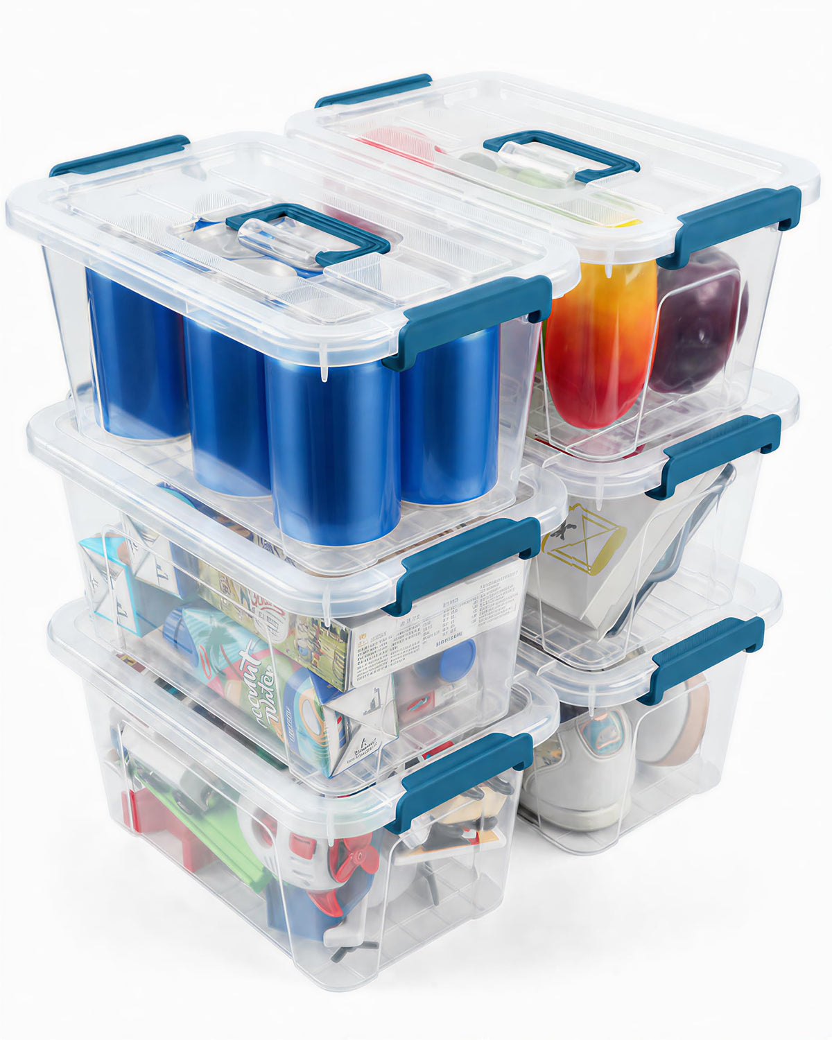 Storage Bins with Lids,7Qt Clear Stackable Storage Containers With Lids Buckle Latches.Perfect for LEGO, Crafts, Office Supplies, and Dorm Room Organization,6-Pack (Clear)