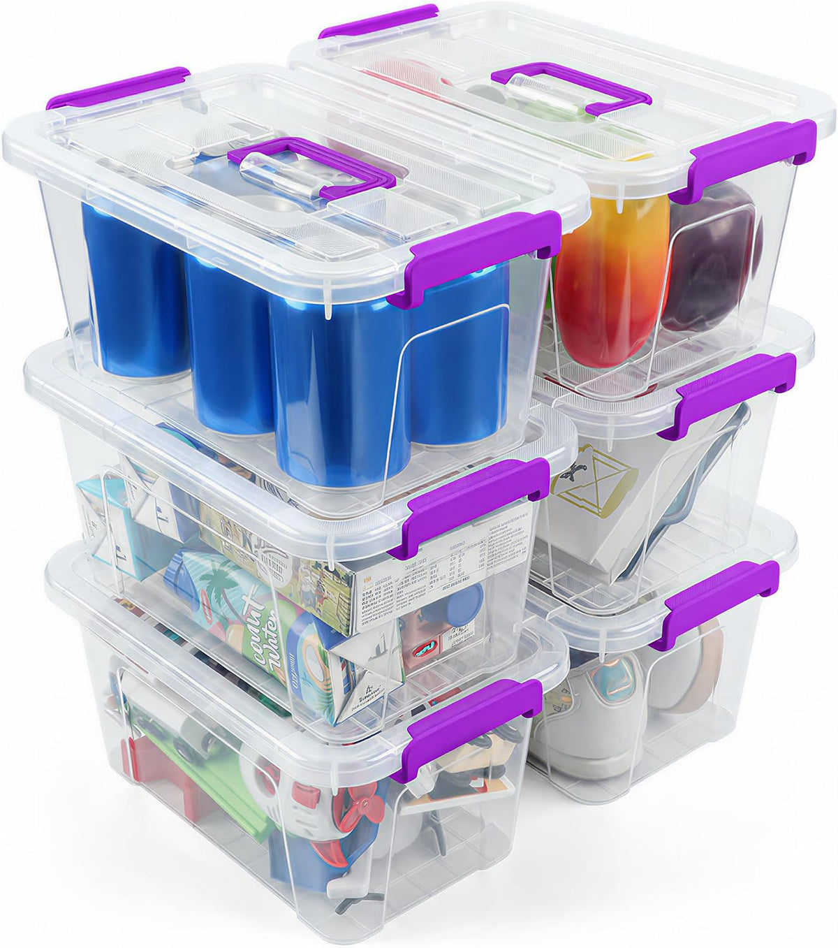 Storage Bins with Lids,7Qt Clear Stackable Storage Containers With Lids Buckle Latches.Perfect for LEGO, Crafts, Office Supplies, and Dorm Room Organization,6-Pack (Clear)